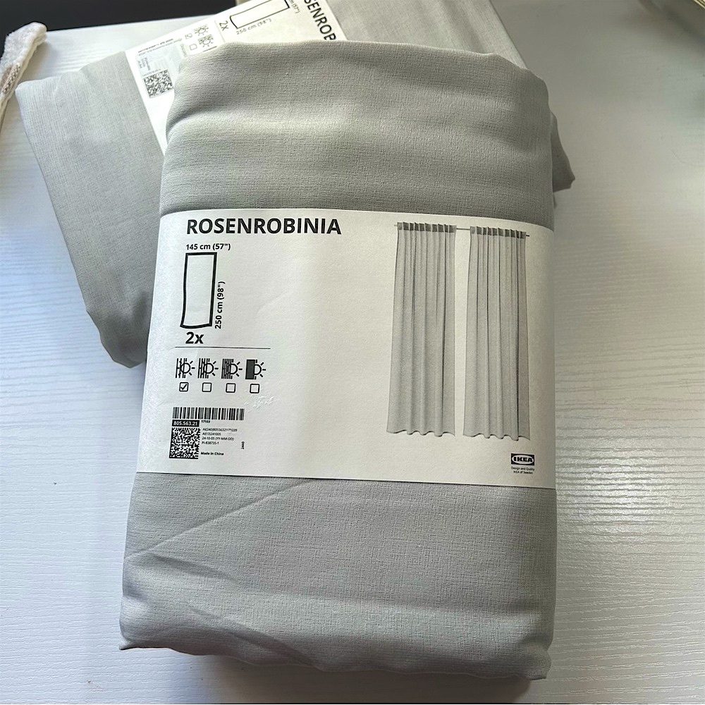 NWT  1 pack/2 panels IKEA Light Gray window curtains 57”x 98”L